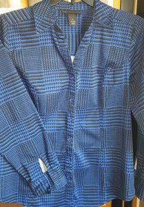 Lane Bryant royal blue and black button down
